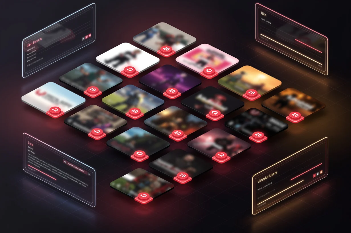 Twitch category browse grid showing stream thumbnails ranked by viewer count with top rows highlighted
